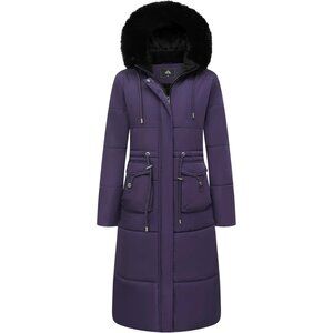 Women's Purple Long Winter Puffer Coat Waterproof Warm Down Jacket